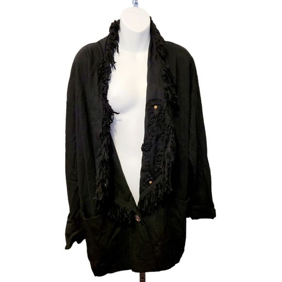 2/$20 Vintage 90s Heritage House 100% Wool black cardigan - Picture 2 of 8